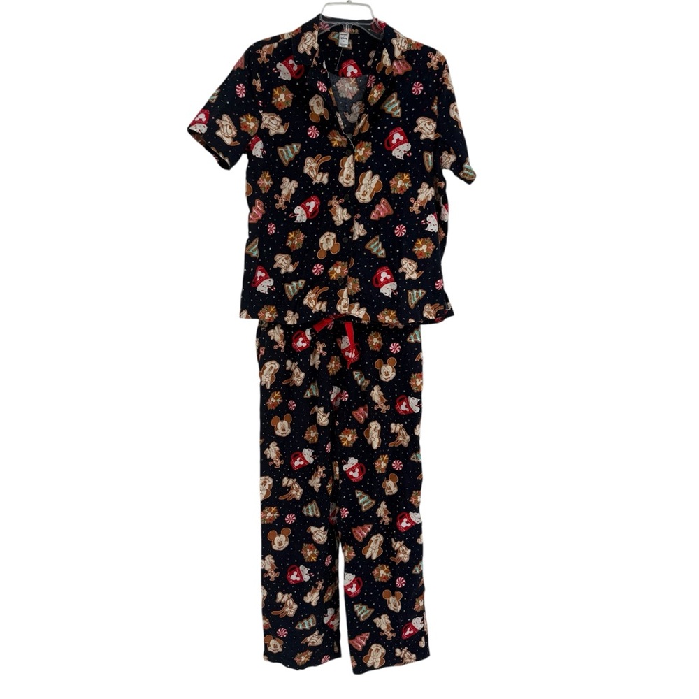 OLD NAVY Disney Women Holiday Cookies Pajamas Mickey & Minnie Size M Blue Xmas